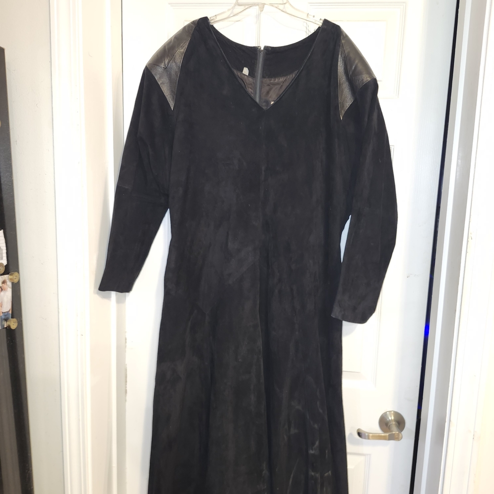 Long Sleeve Suede Leather Dress